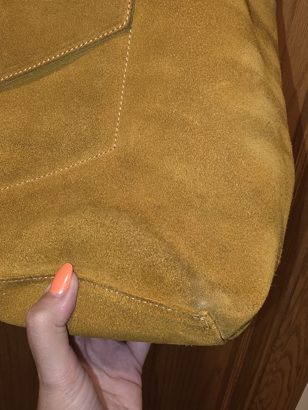 Zara Mustard Yellow Suede Tote Shoulder Bag - Picture 4 of 8